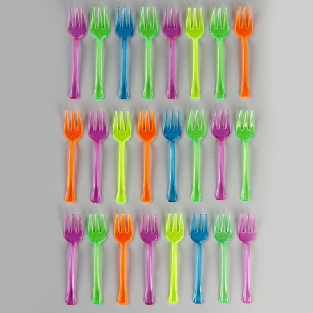 Plastic forks, set 24 in a set, Mix colors-1