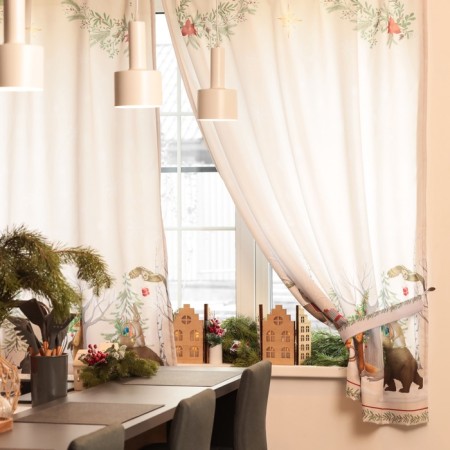 A set of curtains d/kitchen with the sequence "New Year's miracle" 145x180 +/- 5cm-2 pcs., Gabardin-1