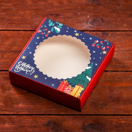 Gift box team with the window "New Year's abstraction", 11.5 x 11.5 x 3 cm-3