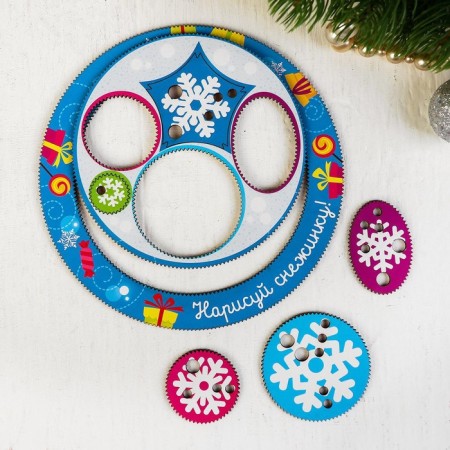 New Year's stencil spirograph "Draw a snowflake"-3