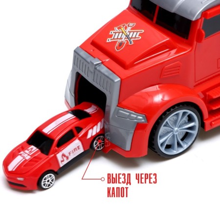 Truck "Carrier", included 6 cars and road signs-4