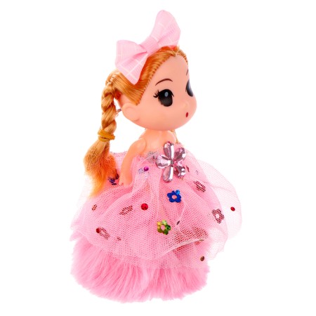 “Girl” doll on pink pompon, 14 cm-1