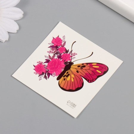 Tattoo on the body color "butterfly-rose" 6x6 cm-4