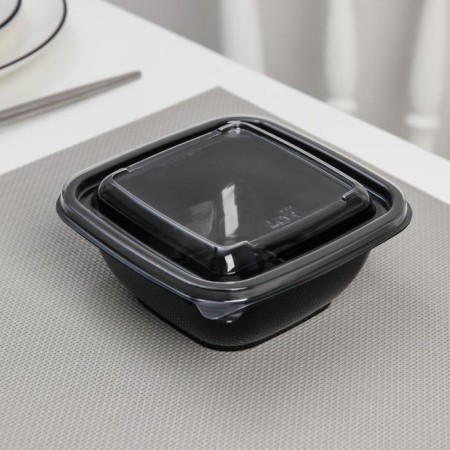 A set of plastic disposable containers, 375 ml, 12.6 × 12.6 × 5 cm, 5 pcs, black color-2