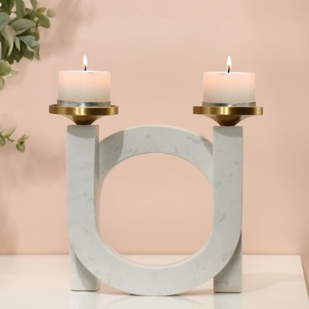 Brass Brass, marble "Camellia" 19 x 18 x 8 cm-5