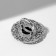 Ring of the "ethnic" openwork circle, black color in black silver, dimensionless