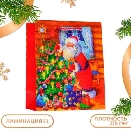 Gift package "Santa Claus at the Christmas tree", 18 x 22.3 x 10 cm