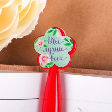 Handle Blue Blue Paste, plastic with flower "Happy Spring!"-2
