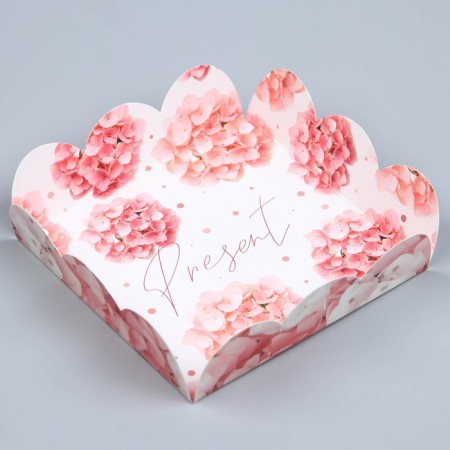 Cookie box, confectionery packaging with PVC lid, Present, 10.5 x 10.5 x 3 cm-3