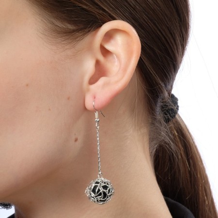 Hanging earrings “wandered car”, black color in silver, 6.5 cm-5