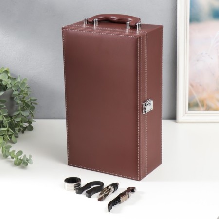 Casket wood for 2 bottles "gentleman" brown 35.5x20x11.5 cm