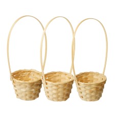 Set of wicker baskets, D13 x H9.5/28cm, bamboo, natural, 3 pcs