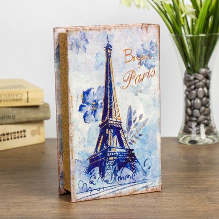 Safe Brush tree "Eiffel Tower in Pale blue colors" leatherette 21x13x5 cm-4