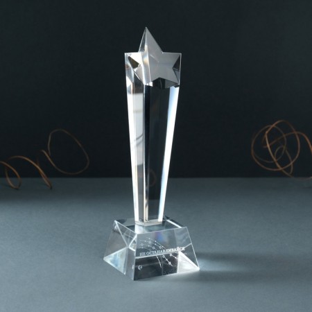 Souvenir glass stele "Star - Do not stop" 6.5x6.5x23 cm-4