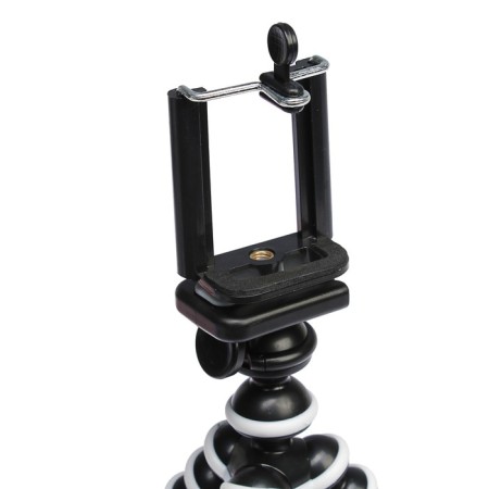 Luazon-Treasel tripod is desktop, for phone, flexible legs, height 22 cm, black and white-3