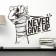 Sticker Plastic Interior Black "Fist - Never give up" 30x60 cm