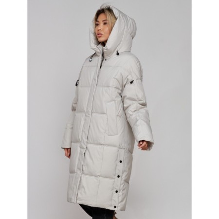 Coat insulated winter female, size 50, light-gray color-6