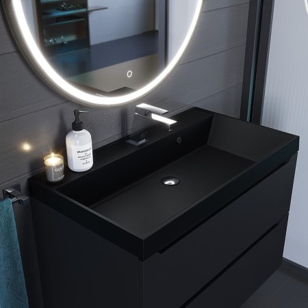 Sink uperwood Classic Quartz 80 cm, quartz, black matte, space-2