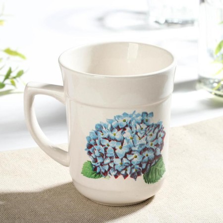 Ceramic Dolyana Mug "Hortensi", 280 ml, white color-1