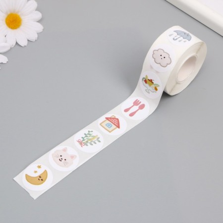 Sticker Paper "Cat in the country" d = 2.5 cm 500 pcs in a roll 3x5.5x5.5 cm-3