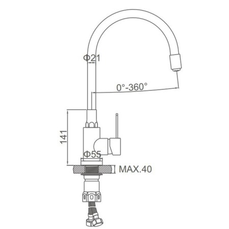 Accoona A48104T kitchen mixer, single -leaf, with nut, stainless steel, gray/satin-6