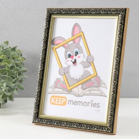 Photo frame Plastic "Vintage" 15x21 cm, black with gold-1