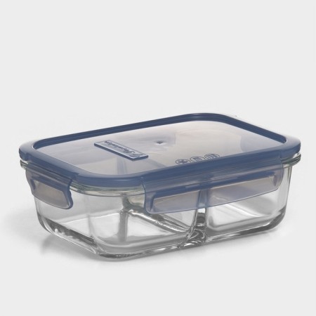 Glass Lockie & Lock Food, 1010 ml, 2 sections, blue cover