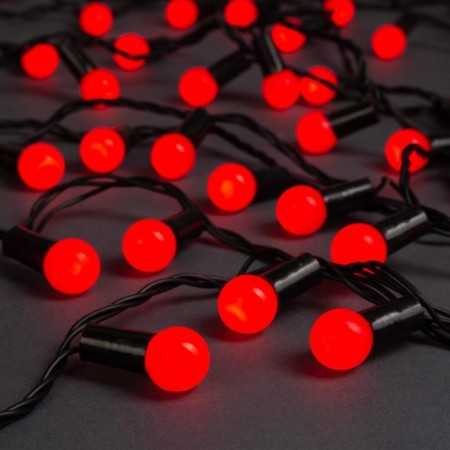 Garland “thread” 20 m with nozzles “balls 1.5 cm”, IP44, dark thread, 200 LED, red glow, 8 modes, 220 V