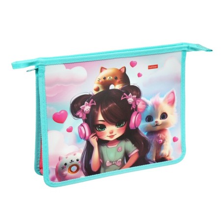 Folder for notebooks A5, 205 x 240 x 40 mm, lightning from above, plastic/textiles, Hatber "Listen to music!"-1