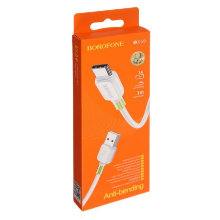 Cable Borofone BX59, Type -C - USB, 2.4 A, 1 m, tPE braid, white-4