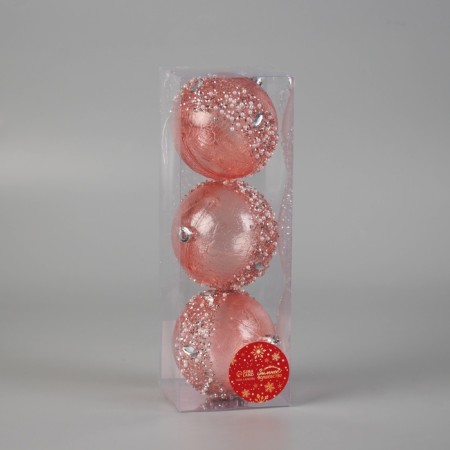 Set of balls plastic D-8 cm, 3 pcs "Aidons" pink-1