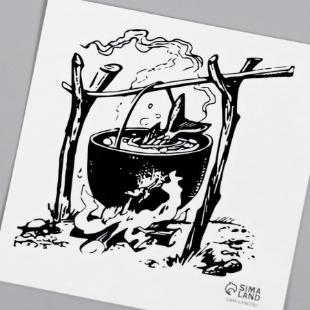 Tattoo on the body Black "Kotel at the fire" 6x6 cm-5