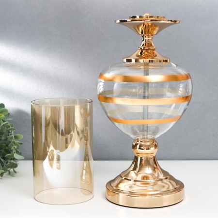 Summary Metal, glass for 1 candle "Elegant Cup" gold 42x17x17 cm-4