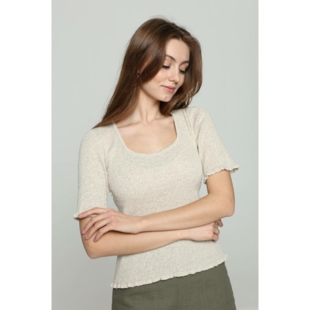 Female T -shirt, size XS, beige color-3