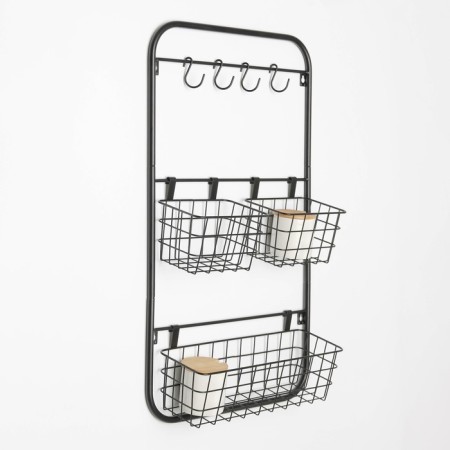 Universal storage system, 3 baskets, 4 hooks, black color-1