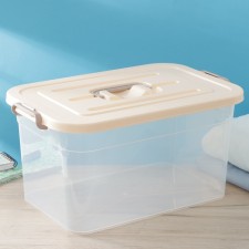 Storage container with a lid Ricco, 15 l, 41.5 × 27 × 22 cm, beige color