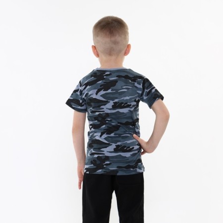 T-shirt for a boy, gray/camouflage color, height 134-140 cm-3