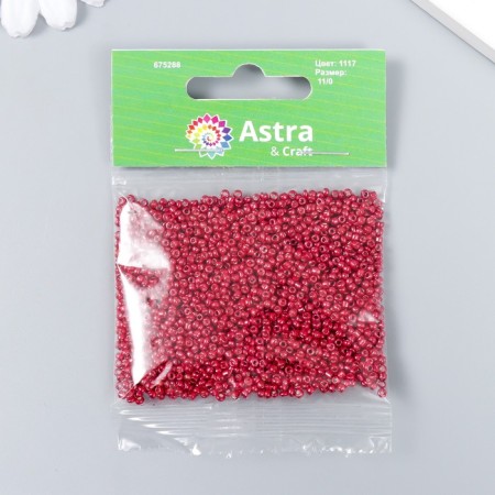 Beads "Astra" 11/0, 20 g (1117 red/glossy coating)-2