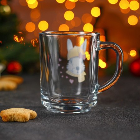 Mug "hares of dudes", glass, 220 ml, mix drawing-1