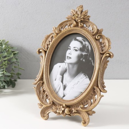 Polystone photo frame 13x18 cm "twisted petals" gold 20.5x30.5 cm-1
