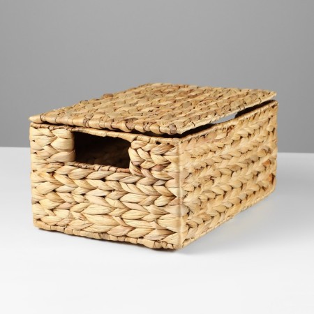 Basket with a lid, 32 x 22 x 14 cm, algae, metal-1