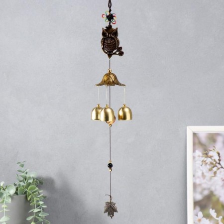 Wind Music Metal "Eagle owl on a branch" Mix 3 bells 47 cm