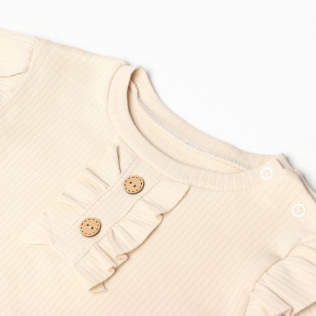 Set for girls (longshit/pants), beige color, height 74 cm-1