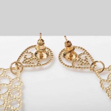 Earrings hanging "openwork" Flower waltz, color gold, 8 cm-1