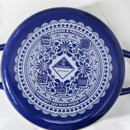 Poster "Vologda Lace", 3 l, enameled cover, induction, blue color-3