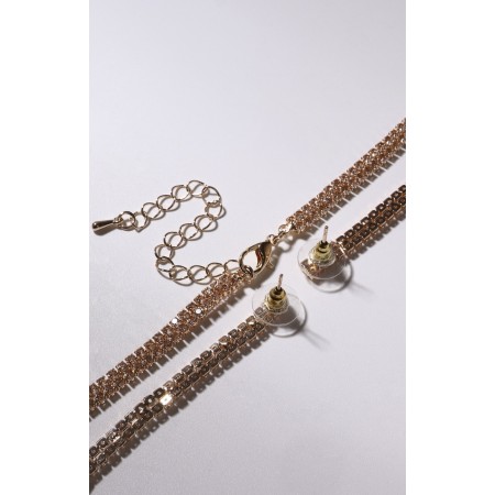 Set 2 subjects: earrings, pendant "Elegance" burn, white color in pink gold, 42 cm-2
