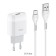 Network charger Hoco C72A, 1xUSB, 2.1 A, Type-C cable, 1 m, white