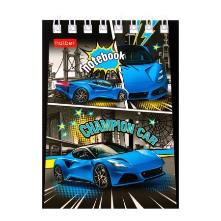 Notepad A7, 40 sheets in a cage on the crest "Auto Champion", covered cardboard, mix-3