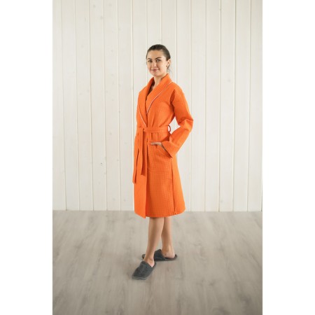 Women's robe, shalka+kant, size 46, tangerine, waffle