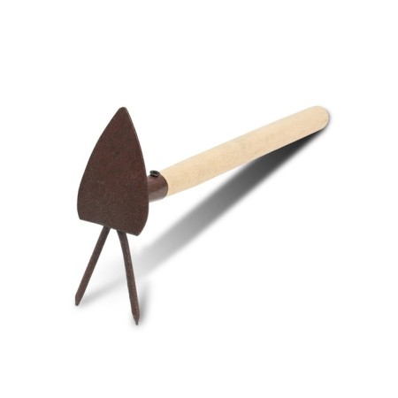 Combined moth, length 32 cm, 2 teeth, wooden handle, color mix